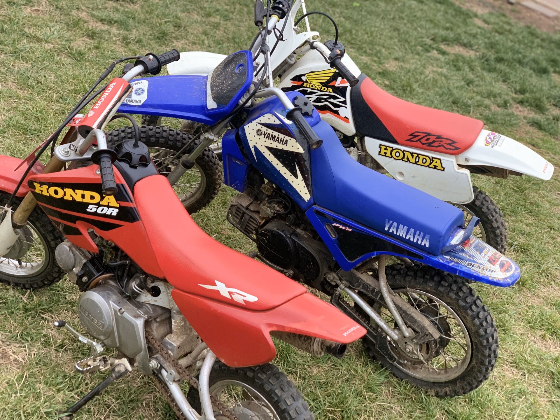 Honda XR 50 XR 70 and a Yamaha PW80