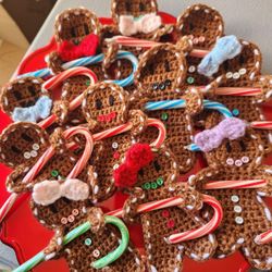 Handmade, Crocheted, Gingerbread Candy Cane Holders And Gift card Holders