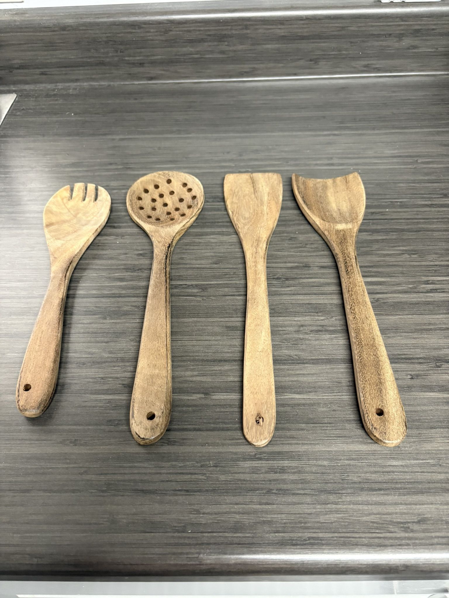 4 Piece Wooden Salad Utensils 