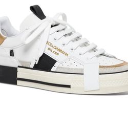 Dolce & Gabbana Calfskin White Black Shoes Sneakers Mens Size  US 9 EU 42