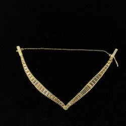 14k Gold Tri-Color Pointed Inlay Bracelete 