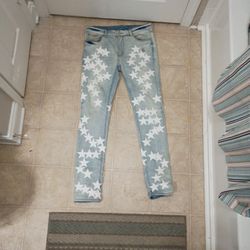 Men's Star Patches Washed Skinny Jeans 