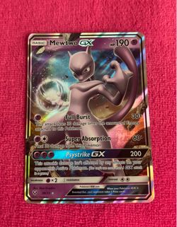 Pokemon Mewtwo GX card with holographic finish