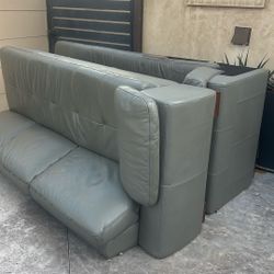 Gray Leather L Shape Sofa 