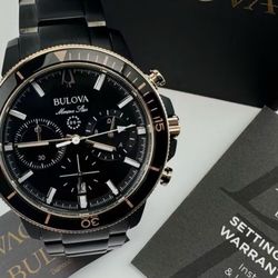BULOVA MARINE STAR BLACK IP CHRONOGRAPH WATCH “NEW”