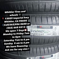 SET OF NEW TIRES 195/65R15 HANKOOK KINERGY , INCLUDING MOUNTING AND BALANCING. ASK ME FOR ANY SIZE OR BRAND 