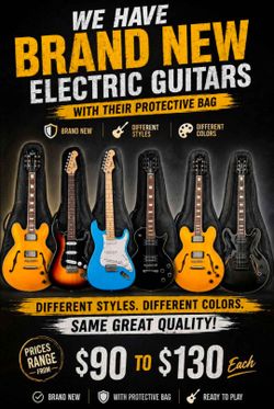 New electric and Acustic guitars for sale different styles and colors