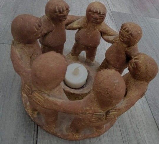 Circle of Friends Pottery Candle Holder Centerpiece