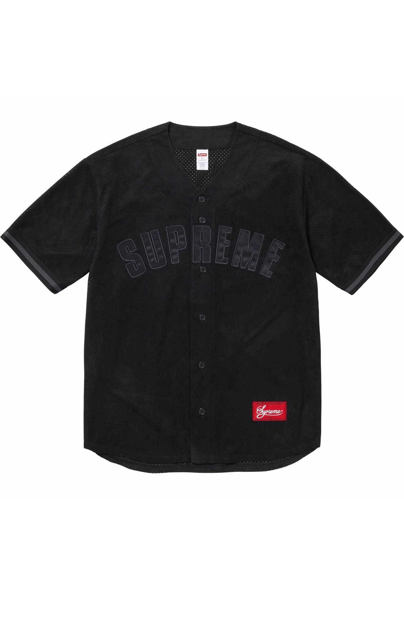 Supreme UltraSuede Mesh Baseball Jersey Black