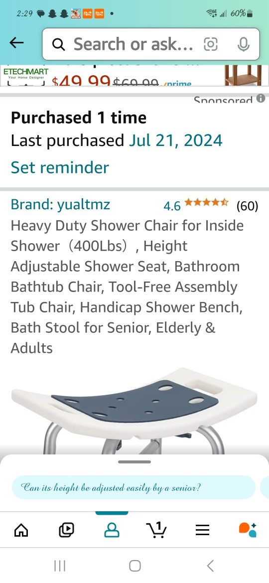 Heavy Duty Shower Chair New In The Box
