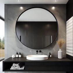 Bathroom Mirrors for Over Sink, 30 Inch Circle Mirror with Metal Frame, Black Wall Mirror