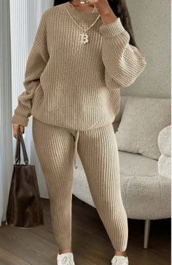 Women’s Knit Sweater & Drawstring Pants Set Casual Fall Winter