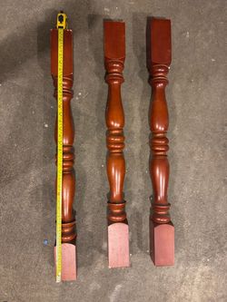 Set of 3 Turned Wood baluster