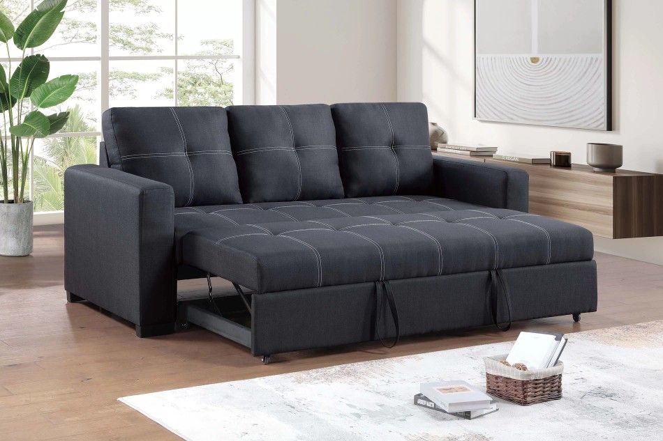 🍀 Sofa Bed, Black Color, Fabric Upholstered, New in the Box.