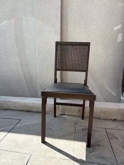 Vintage Mid-Century Modern Cane Back Folding Dining Chair