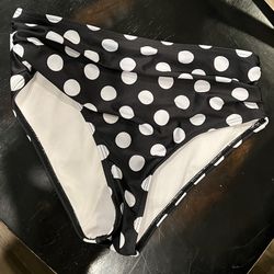 Black Bikini Bottoms With White Polka Dots Girls Size 14-15