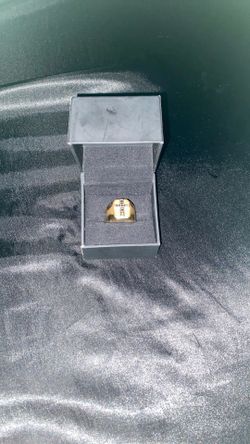 Gold Ring Black Diamond Cross 