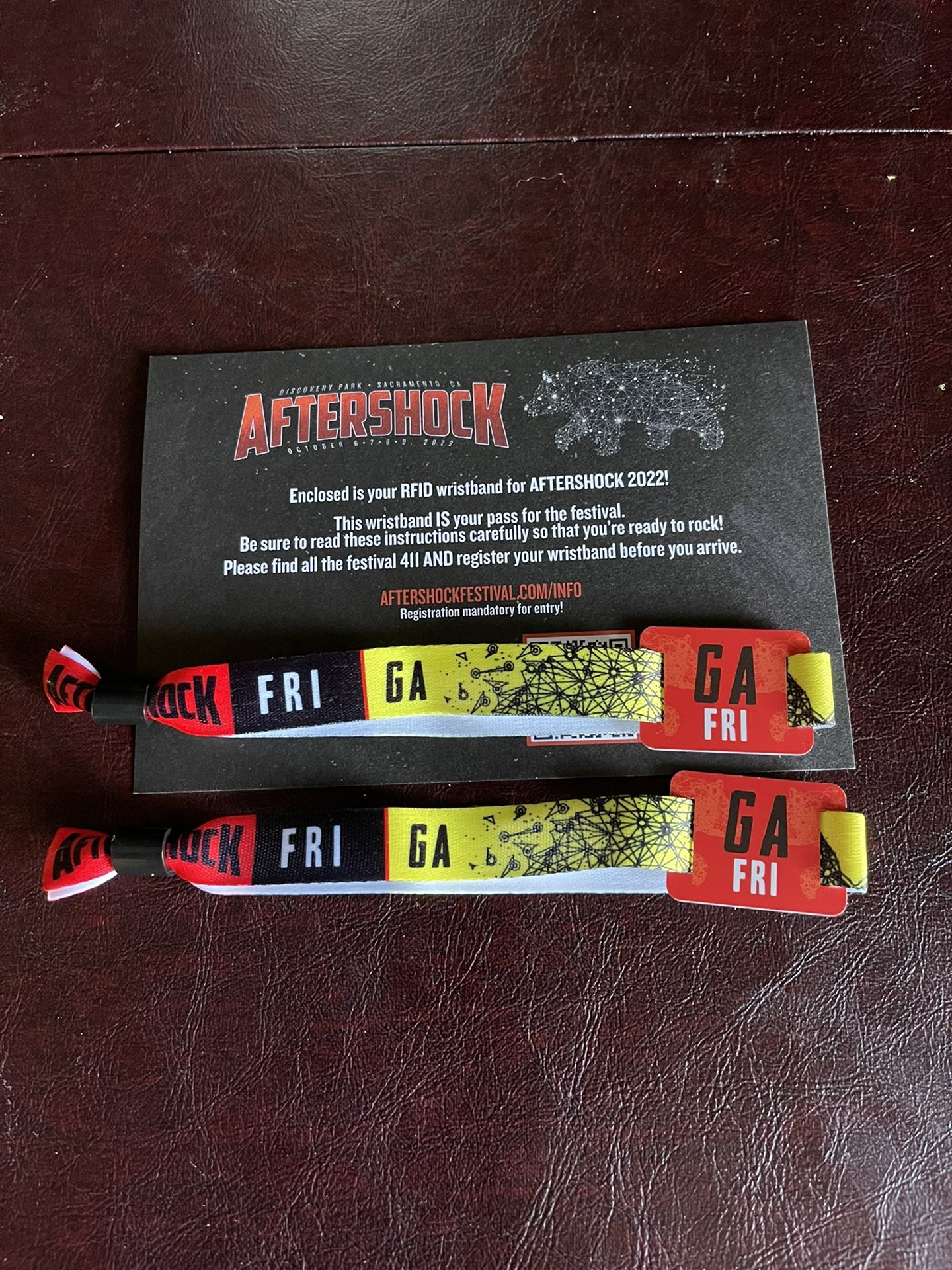 Aftershock Festival Bracelet For Friday 