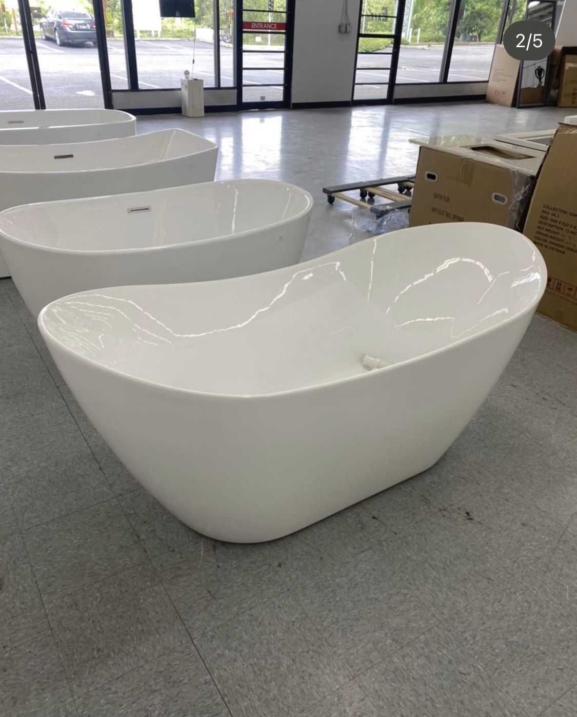 Freestanding bathtub 67” fiberglass acrylic