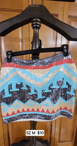 Womens Multicolor Blingy Skirt Size M