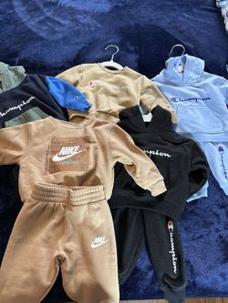 5 Brand Name Baby Boy Outfits (Nike & Champion) – 9–12 Months
