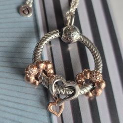 Pandora O Necklace w/charms 