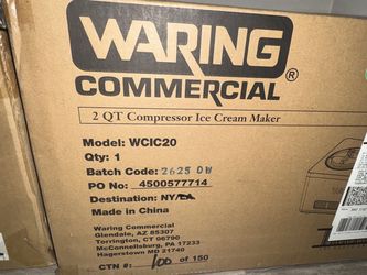 Waring Commercial WCIC20 2-Quart Compressor Ice Cream Maker – NEW IN BOX