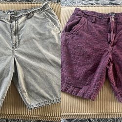 Vans/INC men’s shorts 2 pair bundle, One Gray, One Burgandy, Size 38