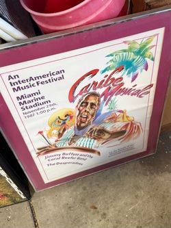 Jimmy Buffett 1987 Caribe Musicale Framed Concert Poster