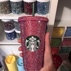 New Hot Pink Starbucks Rhinestoned Cup
