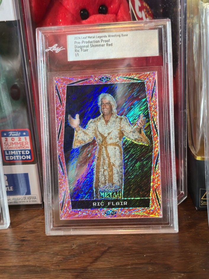 2024 Ric Flair Leaf Metal Legend Preproduction Proof Diagonal Shimmer Red 1/1