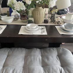 STURDY CRATE & BARREL DINNING BENCH DINNING TABLE W/ 2 CUSHION 