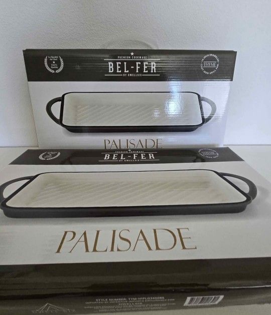 Bel Fer SAGE 16" RECTANGLE Enameled Cast Iron GRILL Pan SAVANNAH
