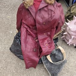 Amazing Burgundy Leather Coat