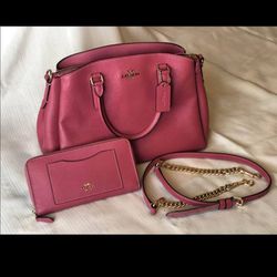 Pink COACH Handbag And Wallet 