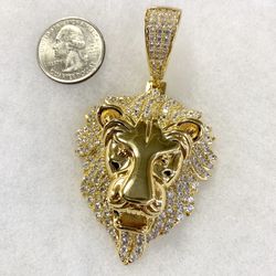 💥 💥 💥 Lab Diamond Micro pave Large Lion Head Pendant 