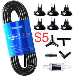 3/16 Inch Flexible Tubing Standard Aquarium Air Pump Accessories 20 Feet (Transparent Black)