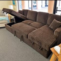 Brown Color Sectional Pull Out Sofa