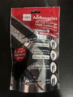 Toyota Quick Charge USB Cable Kit 4-Pack