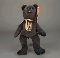 Ty Beanie Baby Vegas Golden Knights NHL Hockey Plush Bear Black Gold
