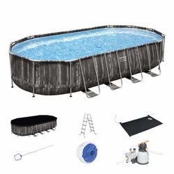  Bestway Power Steel 22’ x 12’ x 48’’ Above Ground Oval Pool Set