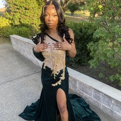 Green And Gold Prom dress