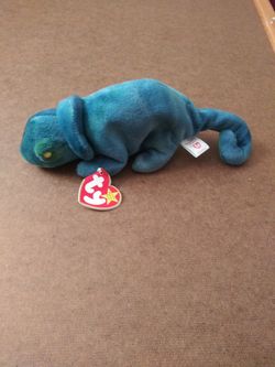 Ty Beanie Baby: Rainbow the Chameleon (dark blue)