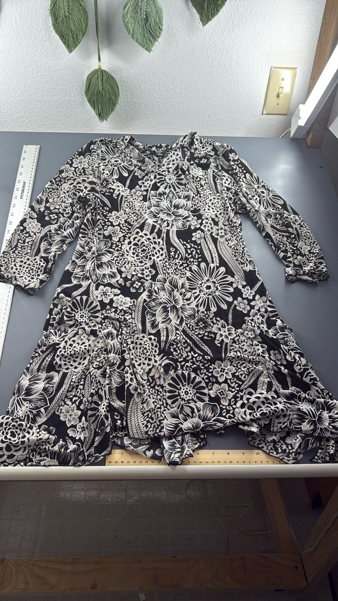 Kaktus Boho Floral Artsy Mesh Asymmetrical Tunic Top