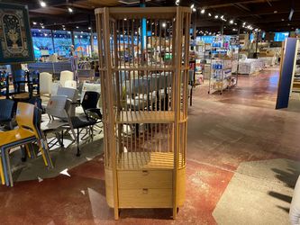 Contemporary Scandinavian Style Solid Oak Cabinet with Leather Pulls