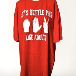 This red t-shirt from NOFO Clothing features a graphic print of the Rock Paper Scissors theme, with accents of the logo. Made of lightweight and breat