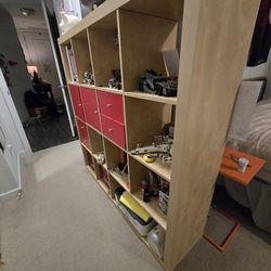 Ikea's Shelf With Storage Boxes  And Drawers