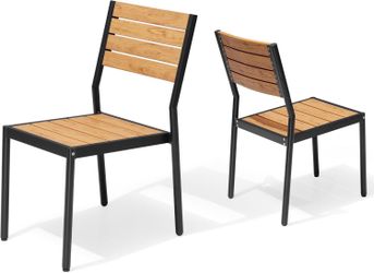 Set of 2 Stackable Outdoor Dining Chairs, Aluminum Patio Chairs with Armless, All-Weather for Garden, Yard, Brown