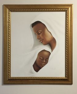 Black Art Lithograph on Canvas