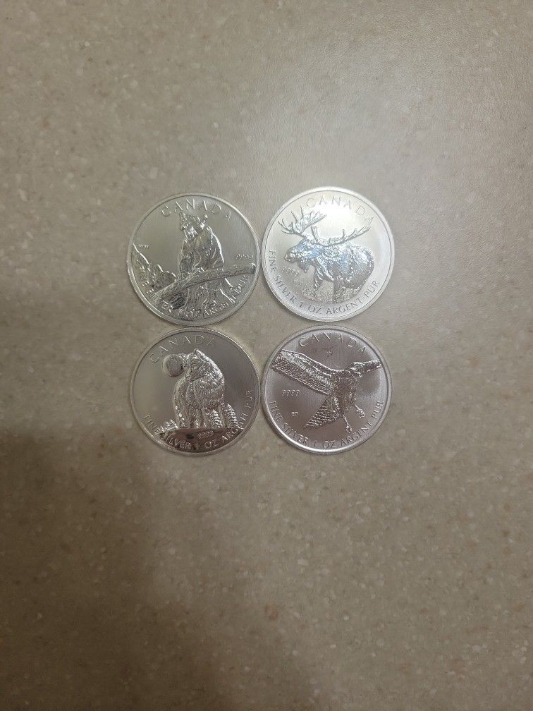Canada Wildlife Series 1 Oz 999.9 Silver Coins. $42 Each